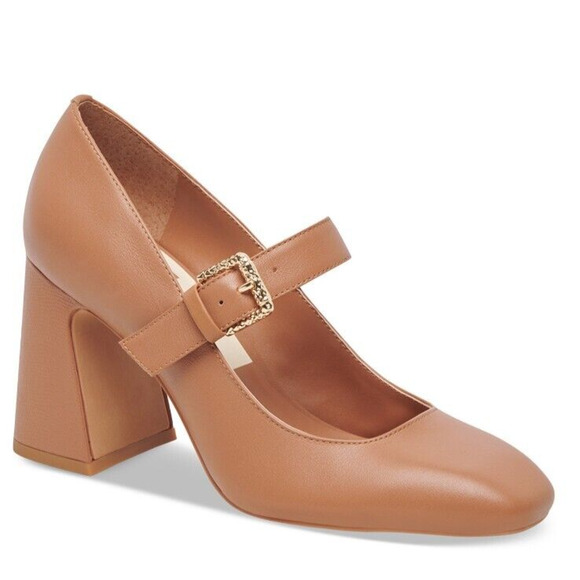 NEW Dolce Vita Womens Lakota Mary Jane Pumps Caramel Brown Leather Size 7.5 - Picture 2 of 6